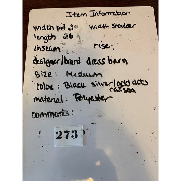 🍒 2/$20 🍒 Black Business Casual Women’s Blouse with Gold & Silver Dots sz M - Picture 10 of 10